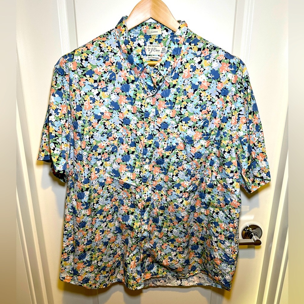JCREW - Men’s Floral Short Sleeve Button Down, Size 2XL
